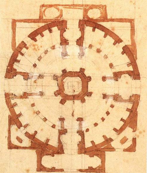 Michelangelo Buonarroti Plan for a Church
